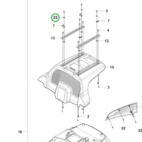 Husqvarna alátét burkolat 23. pozíció P 524X, P 524X EFI riderhez robbantott ábra