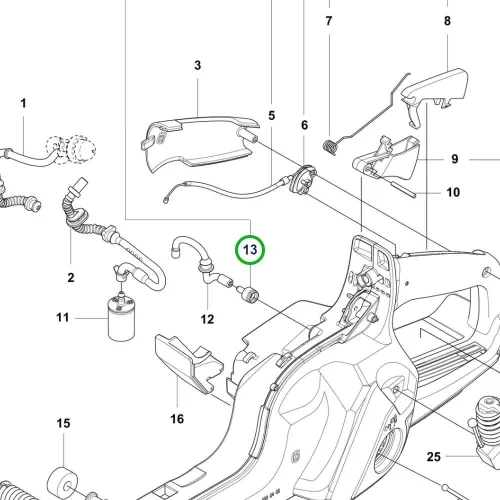 Husqvarna tartály levegőztető 585, 592 XP, 560 XP II láncfűrészhez robbantott ábra