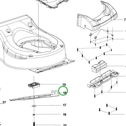 Husqvarna mulcsoló fűnyírókés 40 cm LC 141i, LC 141iV fűnyíróhoz robbantott ábra