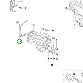 Husqvarna kábelátvezető gumi 390 XP, 395 XP láncfűrészhez robbantott ábra