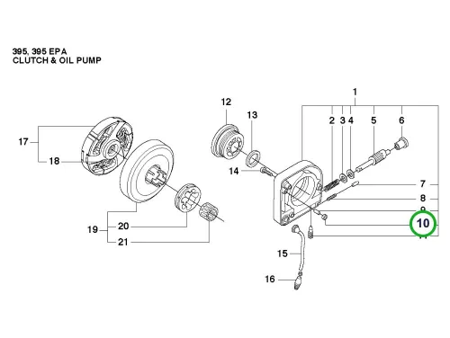 Husqvarna olajpumpa X gyűrű 2,9x6,46x1,78 395 XP láncfűrészhez robbantott ábra