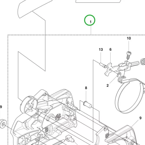 Husqvarna fékdekni kuplungfedél 135, 140, 435, 440 láncfűrészhez robbantott ábra