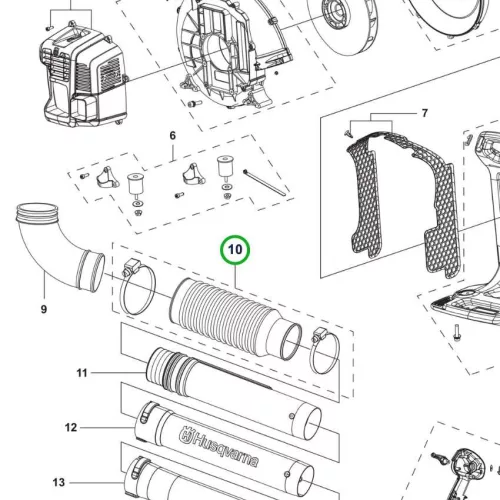 Husqvarna tömlő javítókészlet 345BT lombfúvóhoz robbantott ábra
