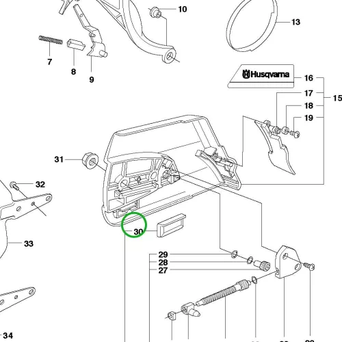 Husqvarna láncvédő 365, 372 XP, 572 XP, 576 XP láncfűrészhez robbantott ábra