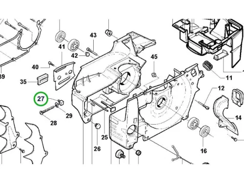 Husqvarna kilincs forgattyúház 395 XP láncfűrészhez robbantott ábra