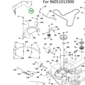 Husqvarna vágóasztal védő bal 107 cm TC 342 fűnyírótraktorhoz robbantott ábra