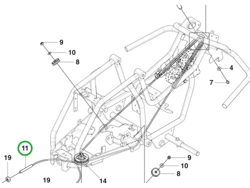 Husqvarna kormány bowden 1079 mm R 112C, R 112iC riderhez robbantott ábra