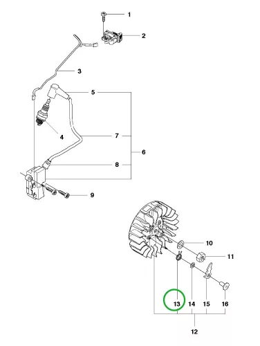 Husqvarna berántófülrugó K 970, K 1270, K 970 Ring vágógéphez robbantott ábra