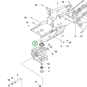 Husqvarna kormányorsó vázszekrény RC 318T, R 418TsX AWD riderhez robbantott ábra