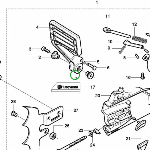 Husqvarna persely markolat tengely 136, 141, 242 láncfűrészhez robbantott ábra