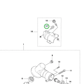 Husqvarna szöghajtómű csavar 17. pozíció 525LK, 525RX fűkaszához robbantott ábra