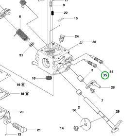 Husqvarna karburátor csavar 35. pozíció 445 II, 450 II láncfűrészhez robbantott ábra