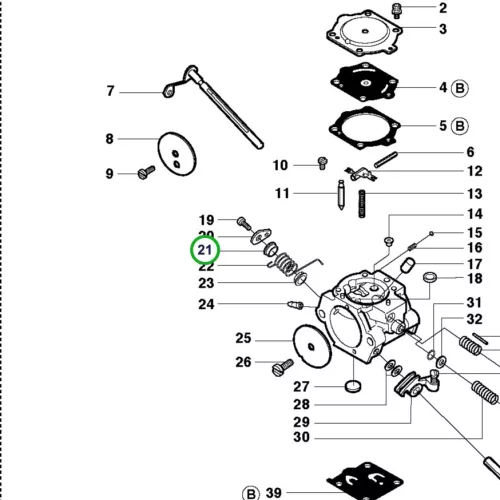 Husqvarna karburátor persely 3120 XP, 390 XP, 395 XP láncfűrészhez robbantott ábra