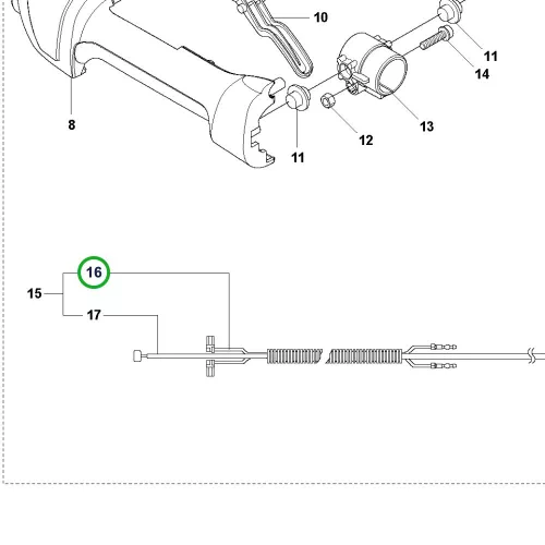 Husqvarna gázbowden komplett 525LK szegélyvágóhoz robbantott ábra