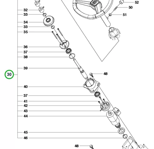 Husqvarna komfort kormány R 422Ts AWD, R 418Ts AWD riderhez robbantott ábra