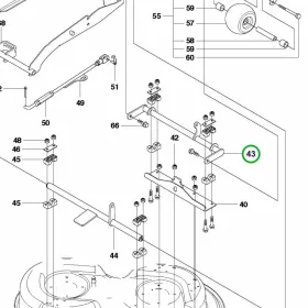 Husqvarna vágóasztal elülső keresztrúd XP 94 cm R 422Ts AWD riderhez robbantott ábra