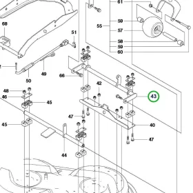 Husqvarna vágóasztal elülső keresztrúd 103, 112 cm R 320 AWD riderhez robbantott ábra
