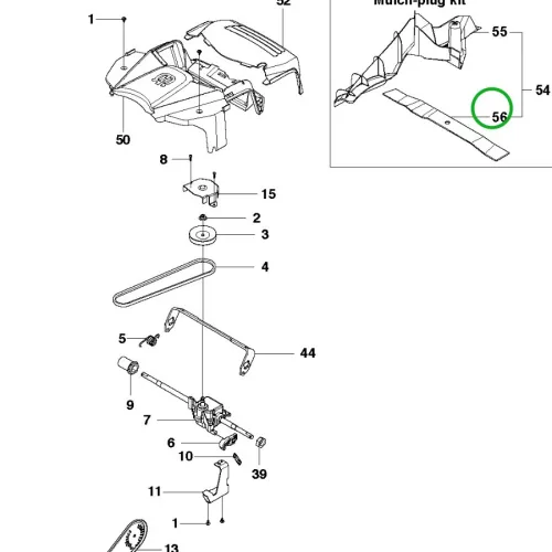 Husqvarna mulcsoló fűnyírókés 48 cm 248S, 348V, 348VE fűnyíróhoz robbantott ábra