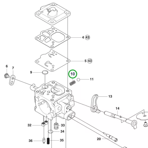Husqvarna karburátor rugó 365, 372 XP, 390 XP láncfűrészhez robbantott ábra