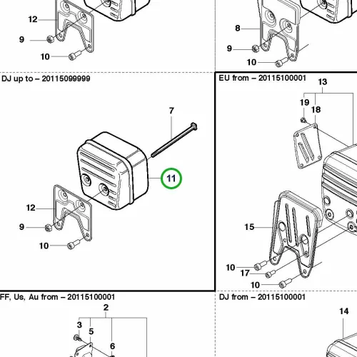 Husqvarna kipufogódob régebbi kivitel 3120 XP láncfűrészhez robbantott ábra