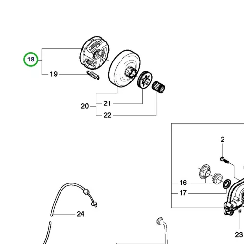 Husqvarna kuplung szerkezet 3120 XP láncfűrészhez, K 1270 vágógéphez robbantott ábra