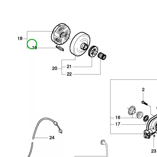 Husqvarna kuplungrugó K 970 Ring, K 1270, K 1270 R vágógéphez robbantott ábra
