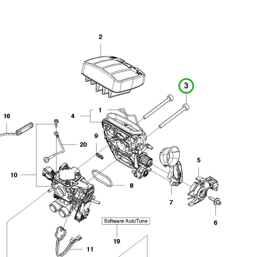Husqvarna légszűrő imbuszcsavar M4x50 455e, 465 Rancher láncfűrészhez robbantott ábra