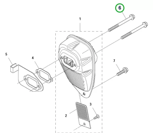 Husqvarna kipufogócsavar M5x63 135R, 535RX, 535RXT fűkaszához robbantott ábra