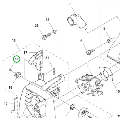 Husqvarna szűrőtartó csavar PW 2,9x6,5 135R, 535RX, 535RXT fűkaszához robbantott ábra