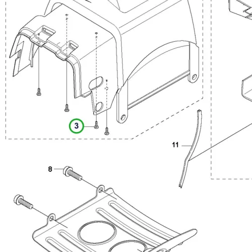 Husqvarna hengerburkolat csavar 2,9x9,5 535RX, 545RX fűkaszához robbantott ábra