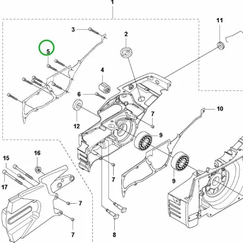 Husqvarna forgattyúsházcsavar K 540i, K 770, K 970, K 1270 vágógéphez robbantott ábra