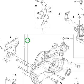 Husqvarna forgattyúház csavar 28. pozíció 592 XP, 585 láncfűrészhez robbantott ábra