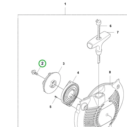 Husqvarna alátétes csavar M5x16 berántóhoz 545RX, 545FR fűkaszához robbantott ábra