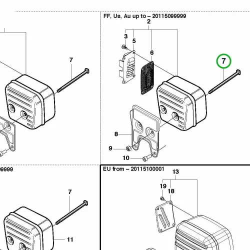 Husqvarna rögzítőcsavar nagyobb 3120 XP láncfűrészhez robbantott ábra