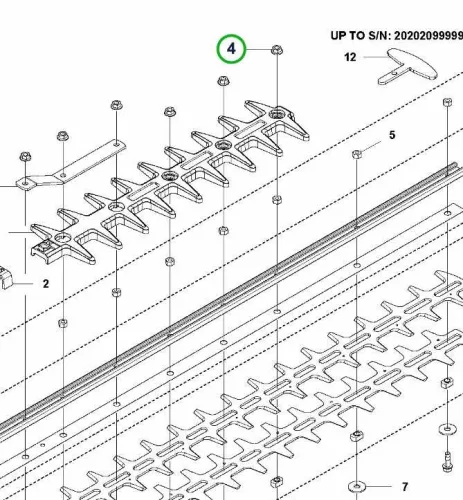 Husqvarna peremes anya M5 fogazott 520iHD60, 520iHD70 sövényvágóhoz robbantott ábra