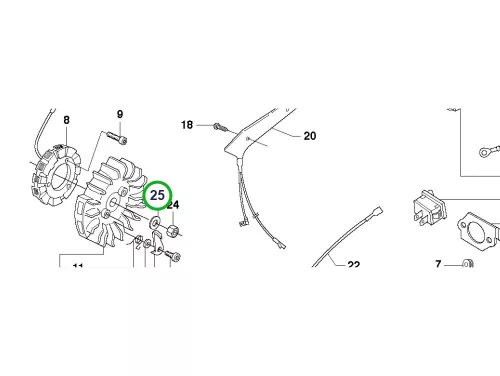 Husqvarna gyújtás alátét 585, 592 XP, 372 XP X Torq láncfűrészhez robbantott ábra