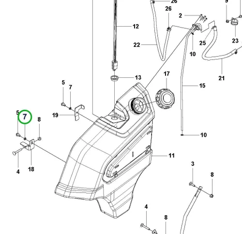 Husqvarna üzemanyagrendszer alátét P 525D, P 525DX, P 535HX riderhez robbantott ábra