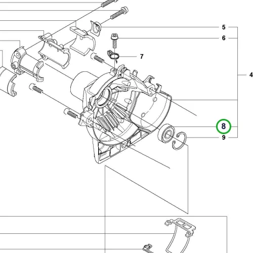 Husqvarna főtengely golyóscsapágy 327Rx, 327RDx fűkaszához robbantott ábra
