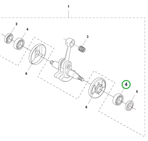 Husqvarna főtengely csapágy 6202 C3 545RX, 545FR, 555RXT fűkaszához robbantott ábra