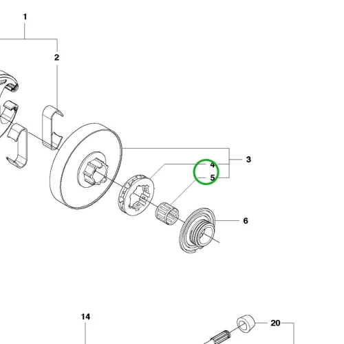 Husqvarna tűgörgő 545, 550 XP, 555, 562 XP láncfűrészhez robbantott ábra