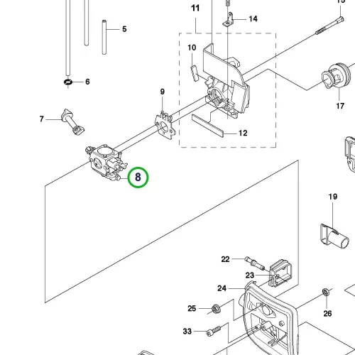 Husqvarna karburátor Zama C1Q EL21A 345FX, 343R fűkaszához robbantott ábra