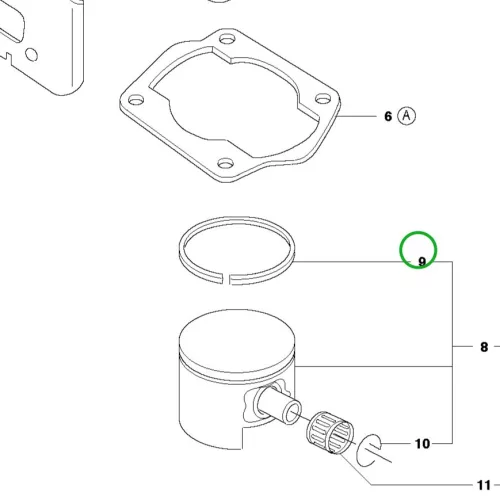 Husqvarna dugattyúgyűrű 42x1,75x1,5 mm 242, 345, 346 XP láncfűrészhez robbantott ábra
