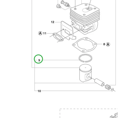 Husqvarna dugattyúgyűrű 48 mm 261, 262 XP, 362, 365 láncfűrészhez robbantott ábra