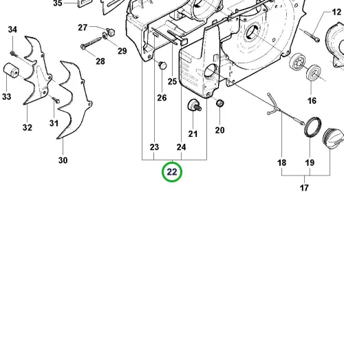 Husqvarna forgattyúház komplett 395 XP láncfűrészhez robbantott ábra