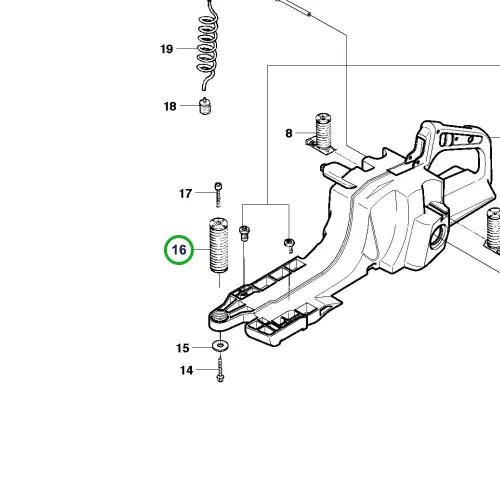 Husqvarna rezgéscsillapító elem üzemanyagtartály 395 XP láncfűrészhez robbantott ábra