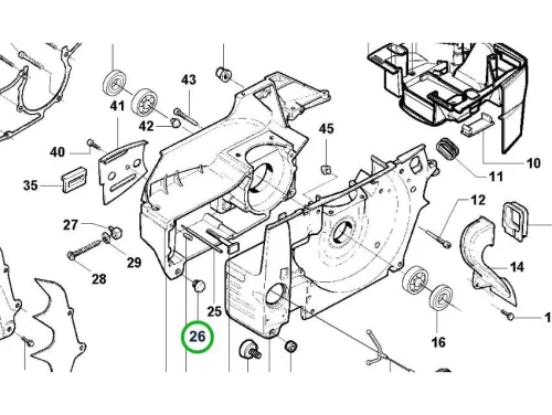 Husqvarna felfogógumi forgattyúház 395 XP láncfűrészhez robbantott ábra