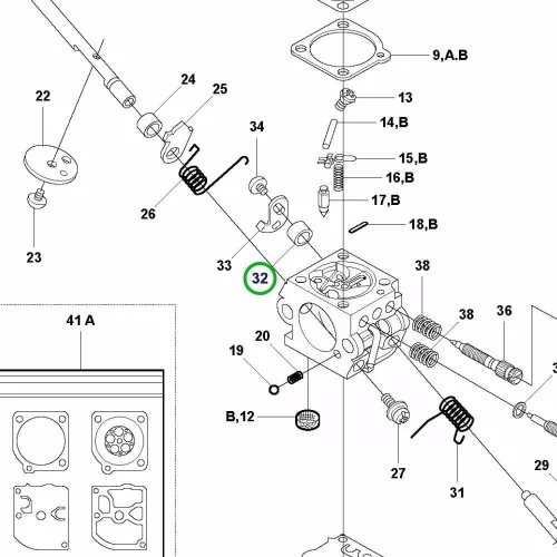 Husqvarna szivatótengely hüvely 327Rx, 327RDx, 343R fűkaszához robbantott ábra
