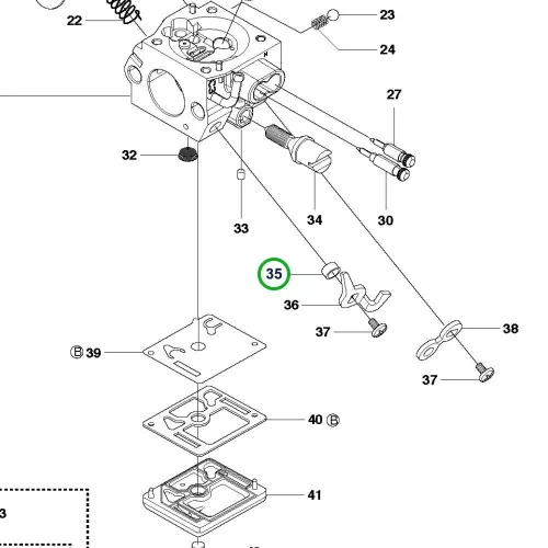 Husqvarna karburátor tömítőgyűrű 353, 346 XP láncfűrészhez robbantott ábra
