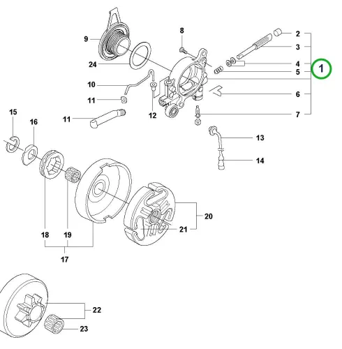 Husqvarna olajpumpa komplett 365, 372 XP, 576 XP láncfűrészhez robbantott ábra