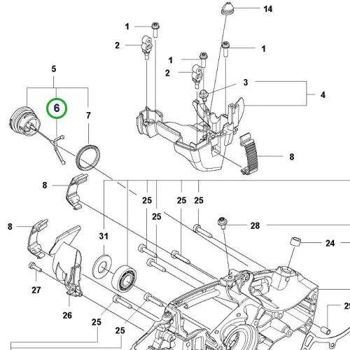 Husqvarna tartóelem 545 Mark II, 550 XP Mark II láncfűrészhez robbantott ábra
